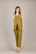VICOLO - TAB2057 - PANTALONE A SIGARETTA OLIO