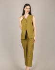 VICOLO - TAB2057 - PANTALONE A SIGARETTA OLIO