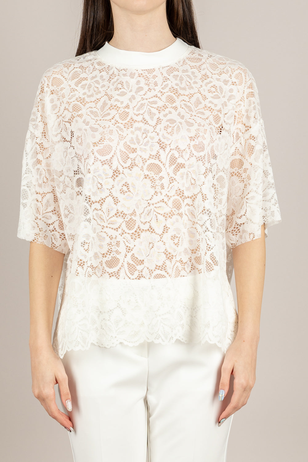HAVEONE - TFW-Q081 - T-SHIRT IN PIZZO BIANCO