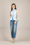 TENSIONE IN - TI3575 - CAMICIA SMANICATA CELESTE