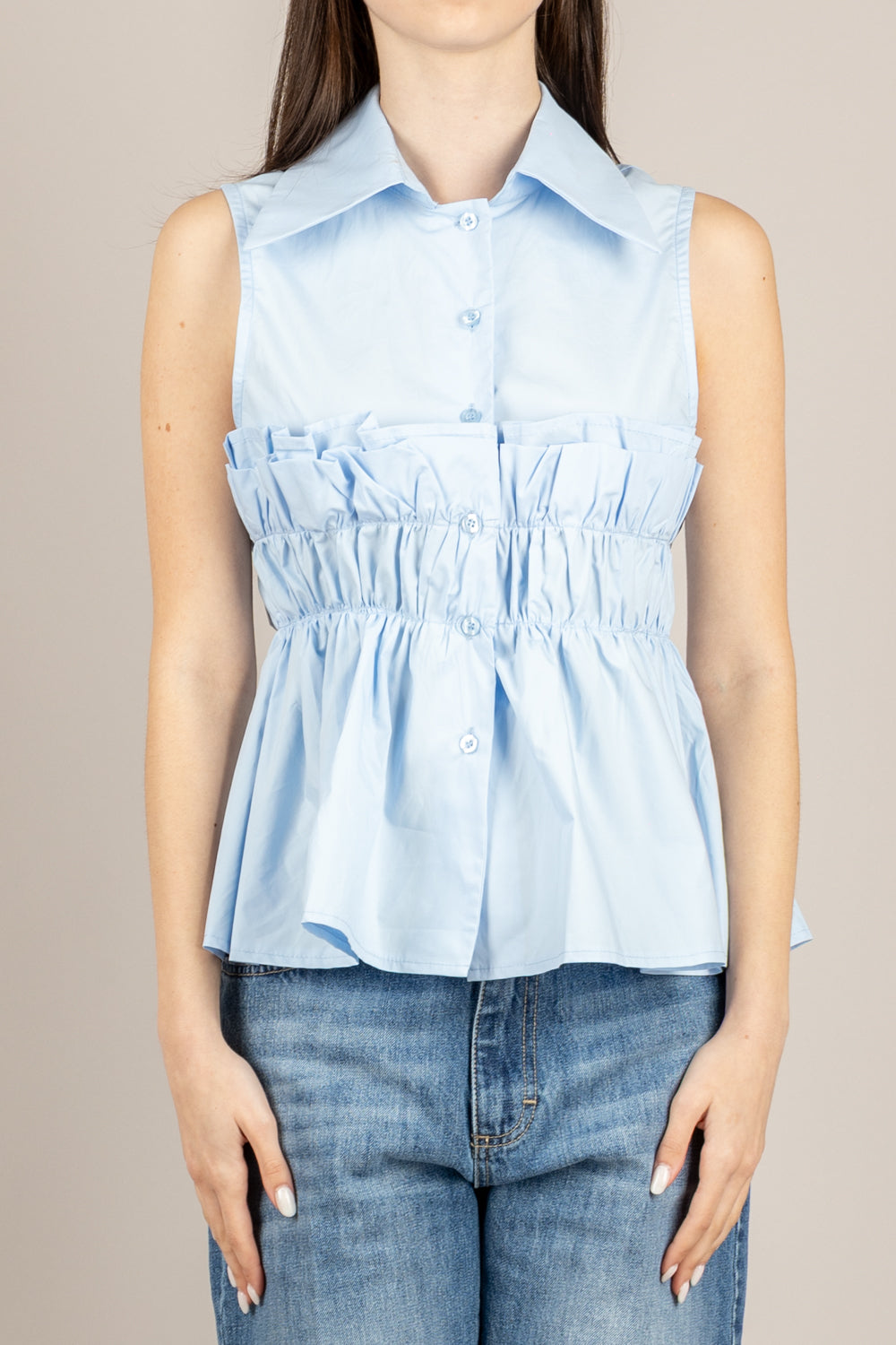 TENSIONE IN - TI3575 - CAMICIA SMANICATA CELESTE