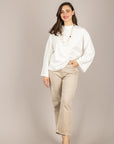 TENSIONE IN - TOM-PAINT - JEANS CROP SABBIA