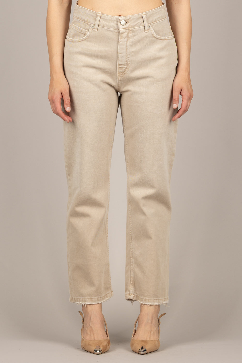 TENSIONE IN - TOM-PAINT - JEANS CROP SABBIA