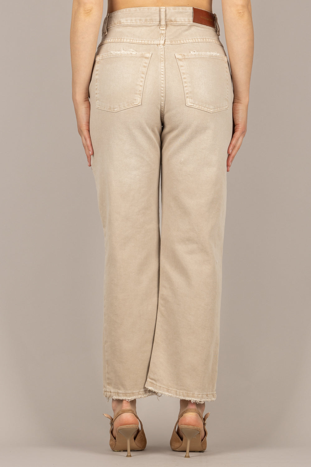 TENSIONE IN - TOM-PAINT - JEANS CROP SABBIA