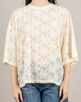 IMPERIAL - TV58LEY - T-SHIRT IN PIZZO PANNA