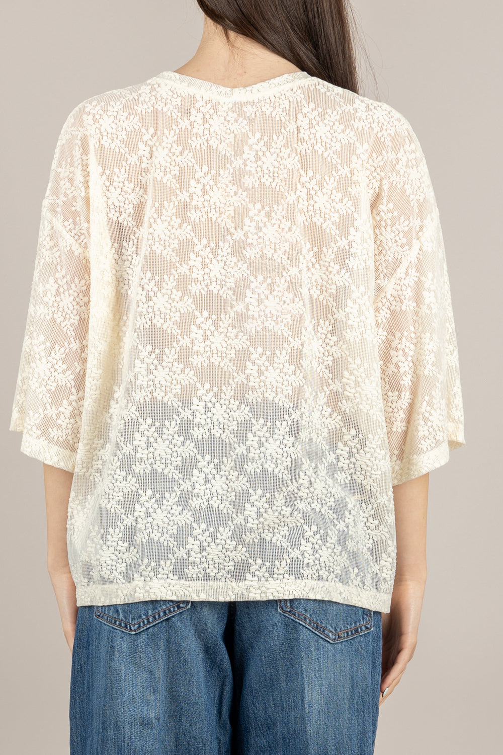 IMPERIAL - TV58LEY - T-SHIRT IN PIZZO PANNA