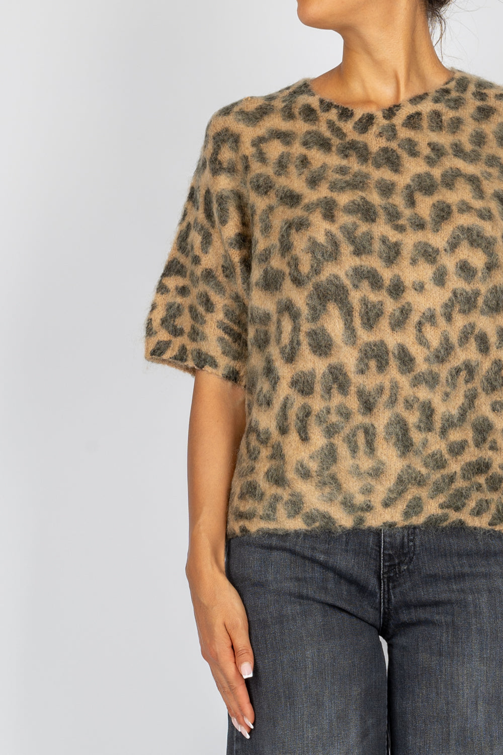 TENSIONE IN - XM487 - MAGLIA SCATOLETTA ANIMALIER MEZZA MANICA