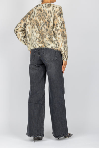 TENSIONE IN - XM474 - CARDIGAN ANIMALIER SCOLLO A V CON BOTTONI GIOELLO