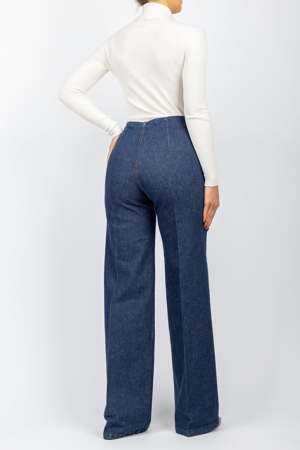 TENSIONE IN - CJ12022 - JEANS PALAZZO CON BOTTONI ORO