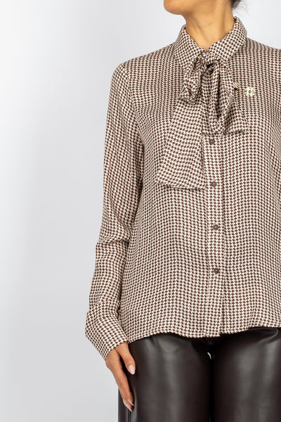 TENSIONE IN - TI2502 - CAMICIA PIED DE POULE CON FIOCCO