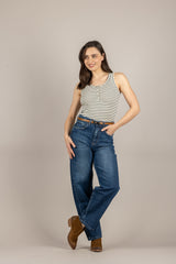 VICOLO - UAB0208 - CANOTTA ECRU/BLU