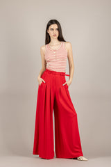 VICOLO - UAB0208 - CANOTTA ECRU/ROSSO