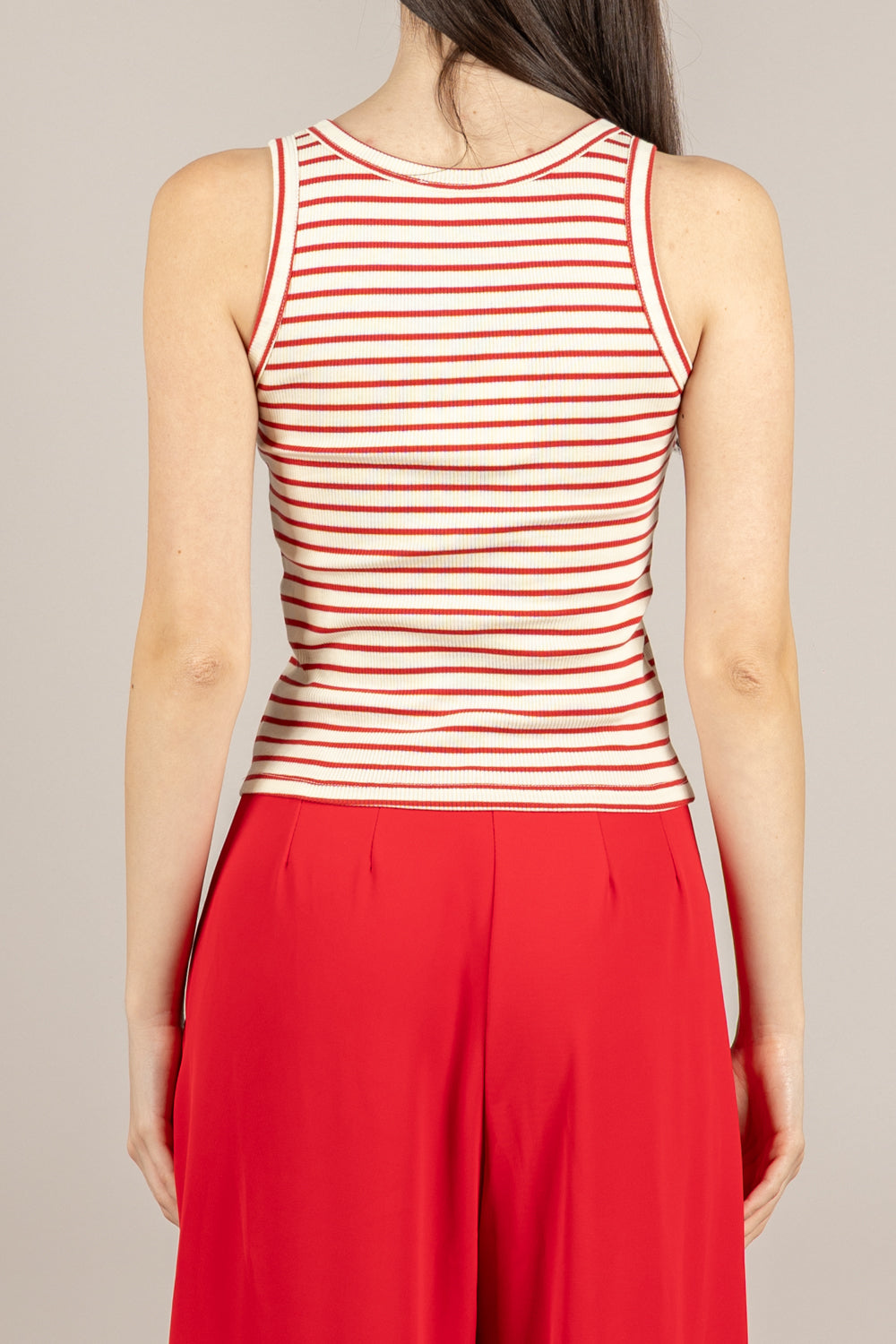 VICOLO - UAB0208 - CANOTTA ECRU/ROSSO