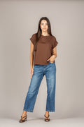 VICOLO - UAB0233 - MAGLIA MANICHE CORTE CON RISVOLTO BRUCIATO