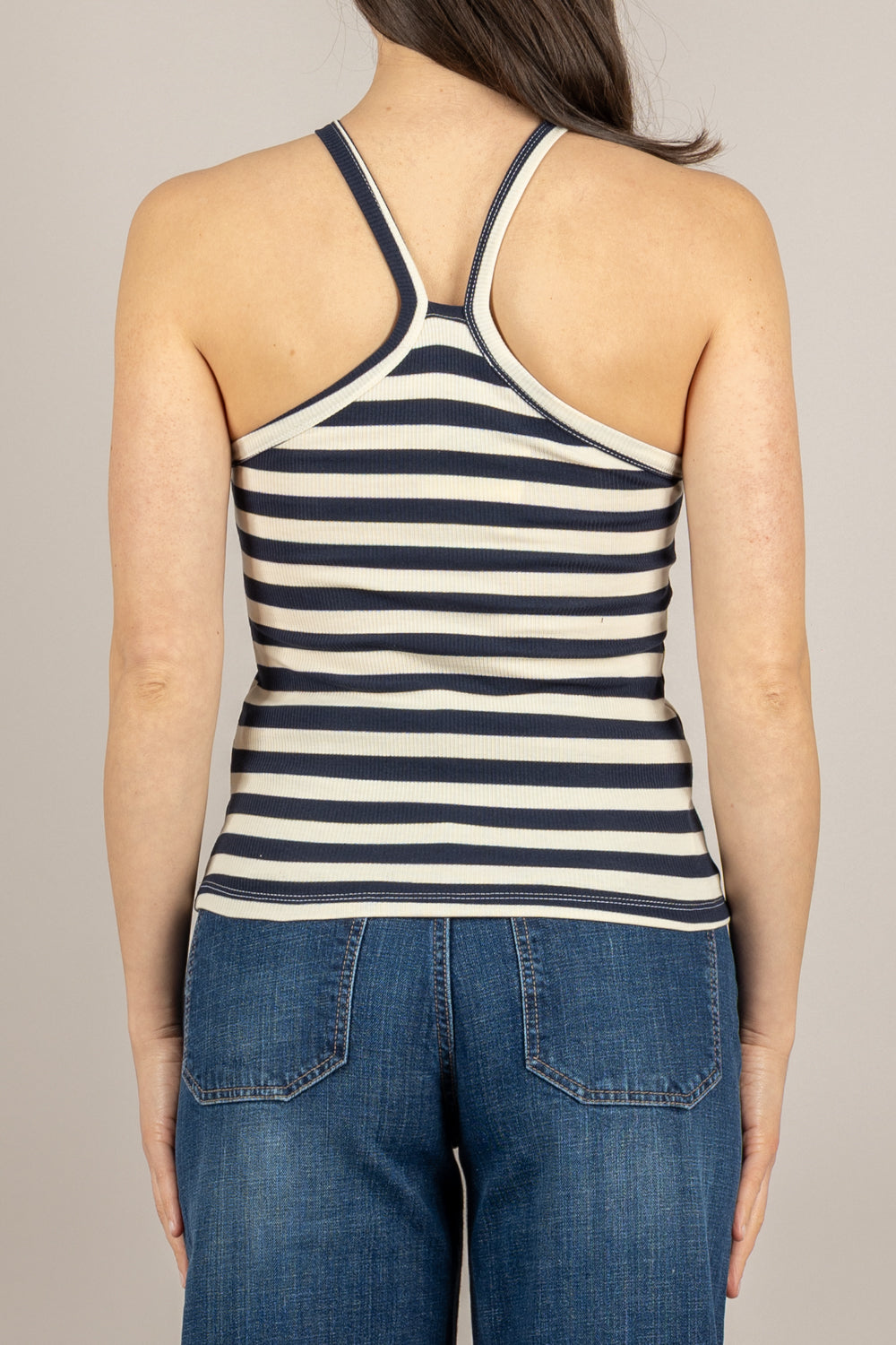 VICOLO - UAB0252 - CANOTTA BURRO/BLU