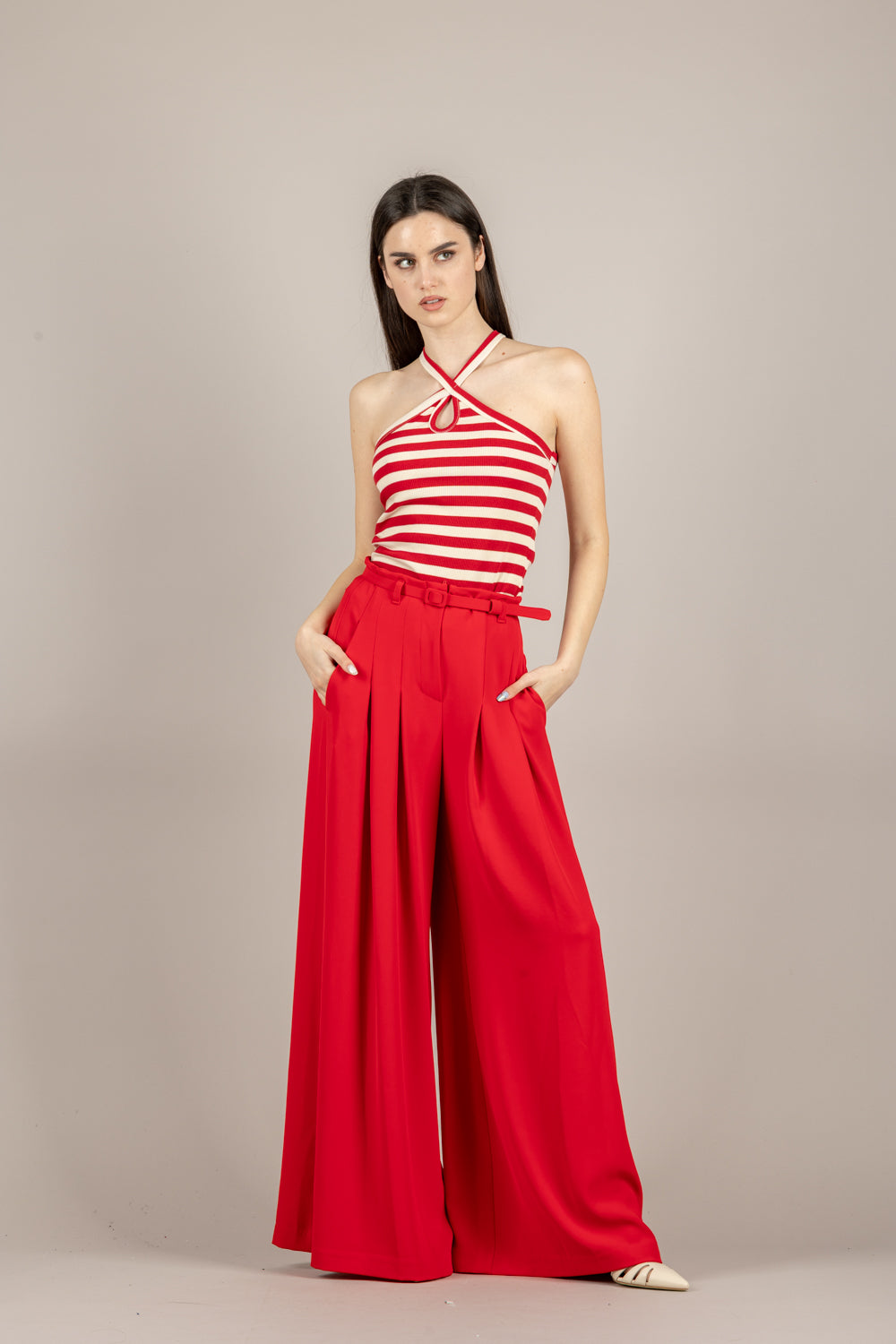 VICOLO - UAB0252 - CANOTTA BURRO/BORDEAUX