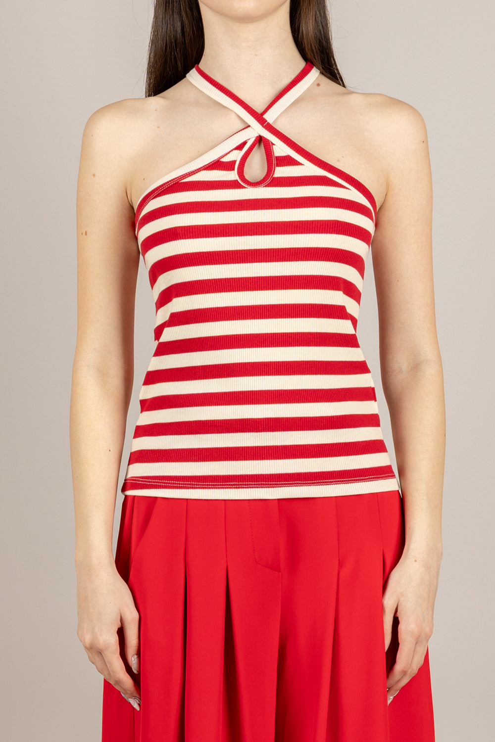 VICOLO - UAB0252 - CANOTTA BURRO/BORDEAUX