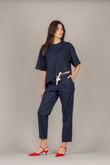 VICOLO - UAB0281 - T-SHIRT BASIC ASIMMETRICA BLU NAVY