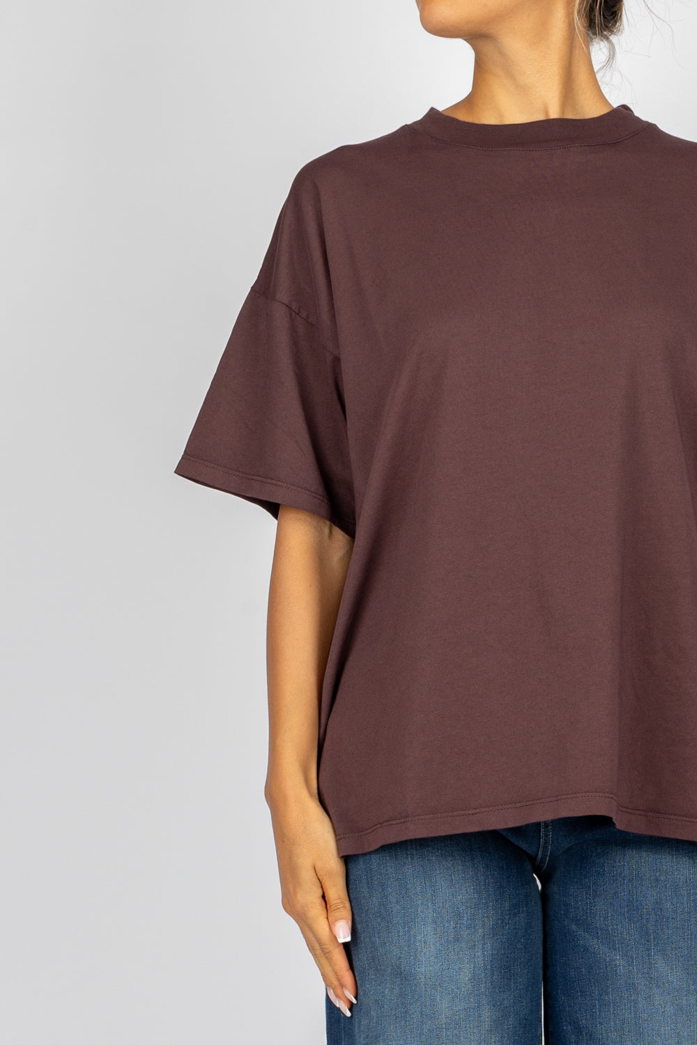 VICOLO - US0050 - T-SHIRT OVER BORDO FELPA