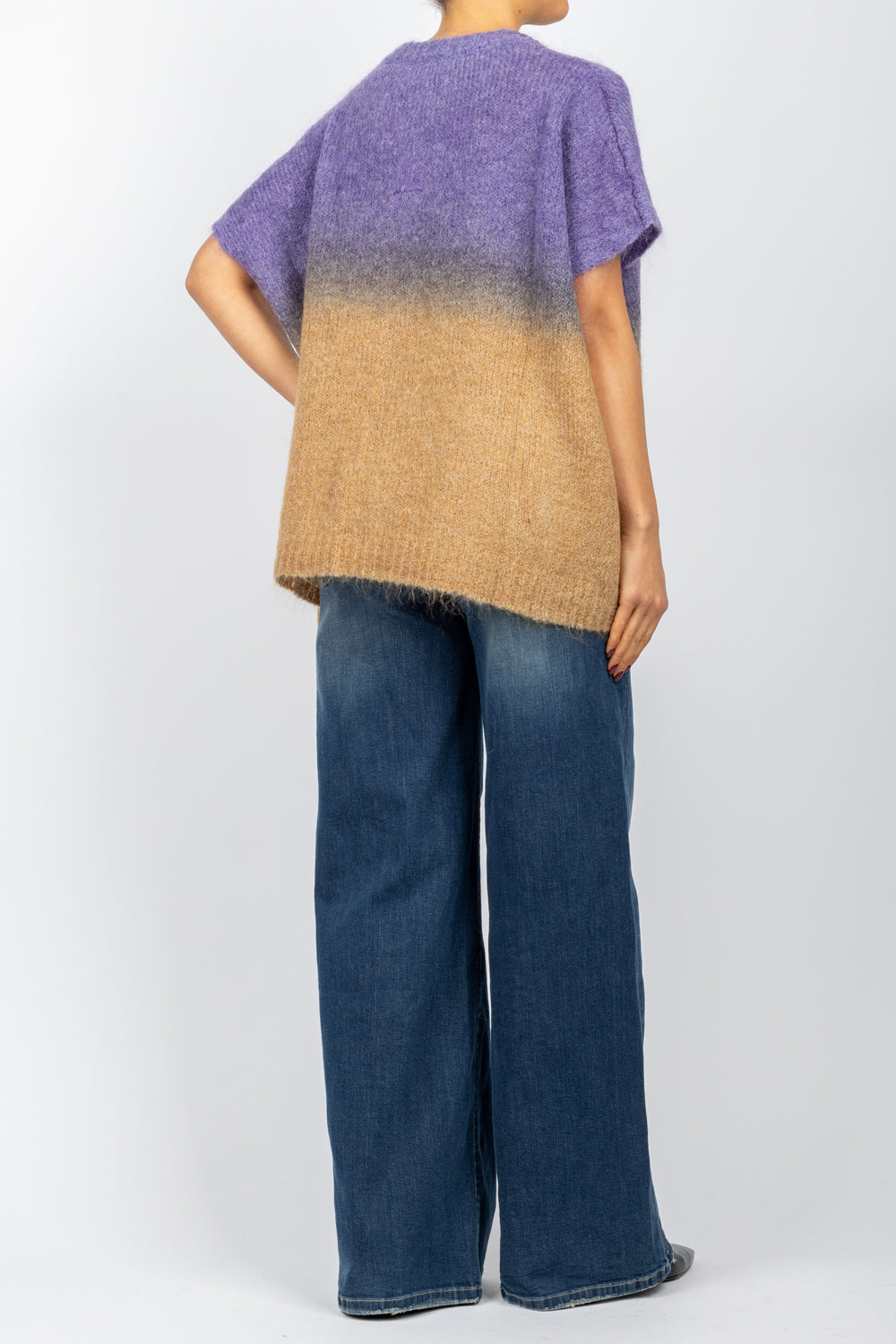 VICOLO - 33067S - MAGLIA PONCHO MOHAIR BICOLOR