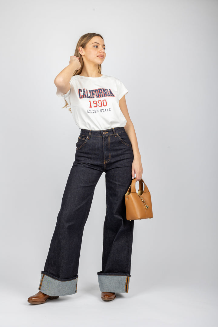 VICOLO - DD5004 - JEANS WIDE LEG CON RISVOLTO LEXIE