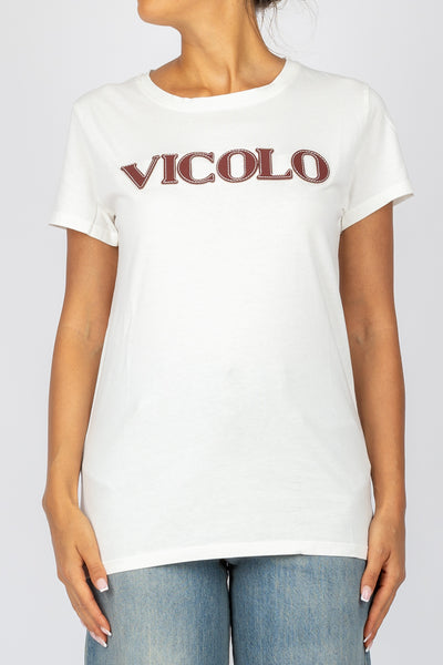 VICOLO - RS0122 - T-SHIRT SCRITTA VICOLO IN RILIEVO