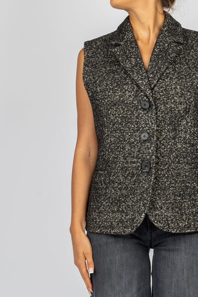 VICOLO - TS0923 - GILET IN TWEED 3 BOTTONI