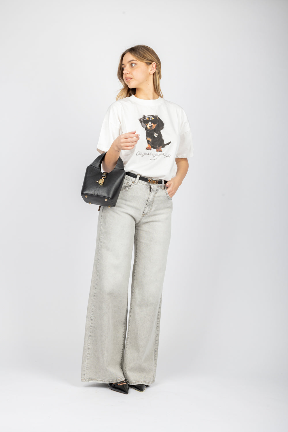 BLOOM  - JEANS PALAZZO ROMA GRIS