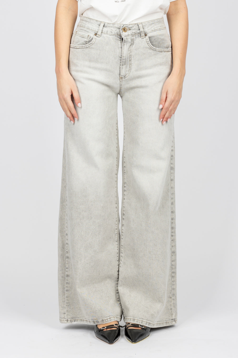 BLOOM  - JEANS PALAZZO ROMA GRIS