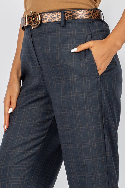 VICOLO - TS0992 - PANTALONE CHECK CARROT CON CINTA MACULATA