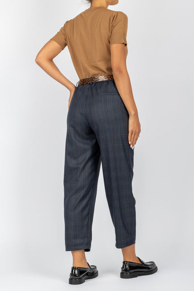 VICOLO - TS0992 - PANTALONE CHECK CARROT CON CINTA MACULATA