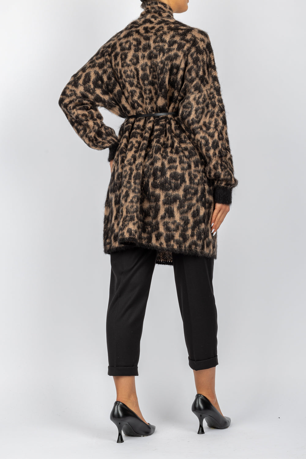 VICOLO - 55081s - CARDIGAN ANIMALIER CON CINTA