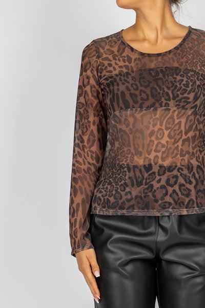 VICOLO - US0128 -T-SHIRT MANICA LUNGA ANIMALIER