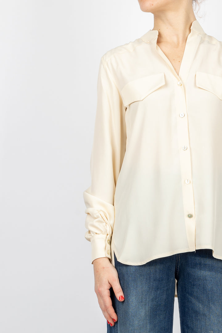 EMUNA - CM13-0061 - CAMICIA SCOLLO COREANA CON TASCHINO