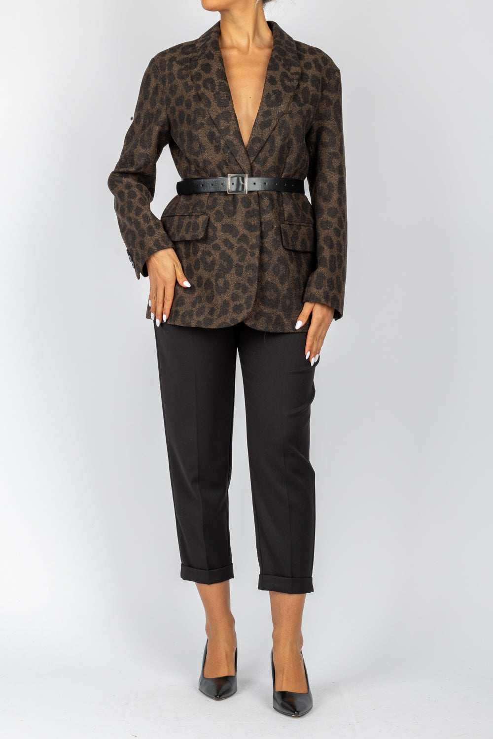 VICOLO - TS1280 - GIACCA OVER IN MAGLIA ANIMALIER