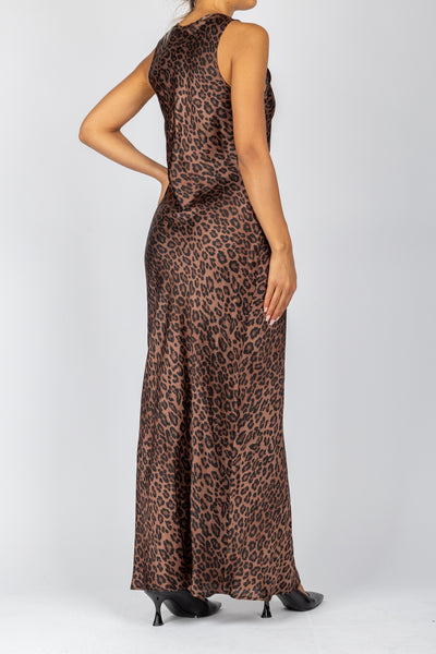 VICOLO - TS0647 - ABITO CANOTTA ANIMALIER IN SATIN