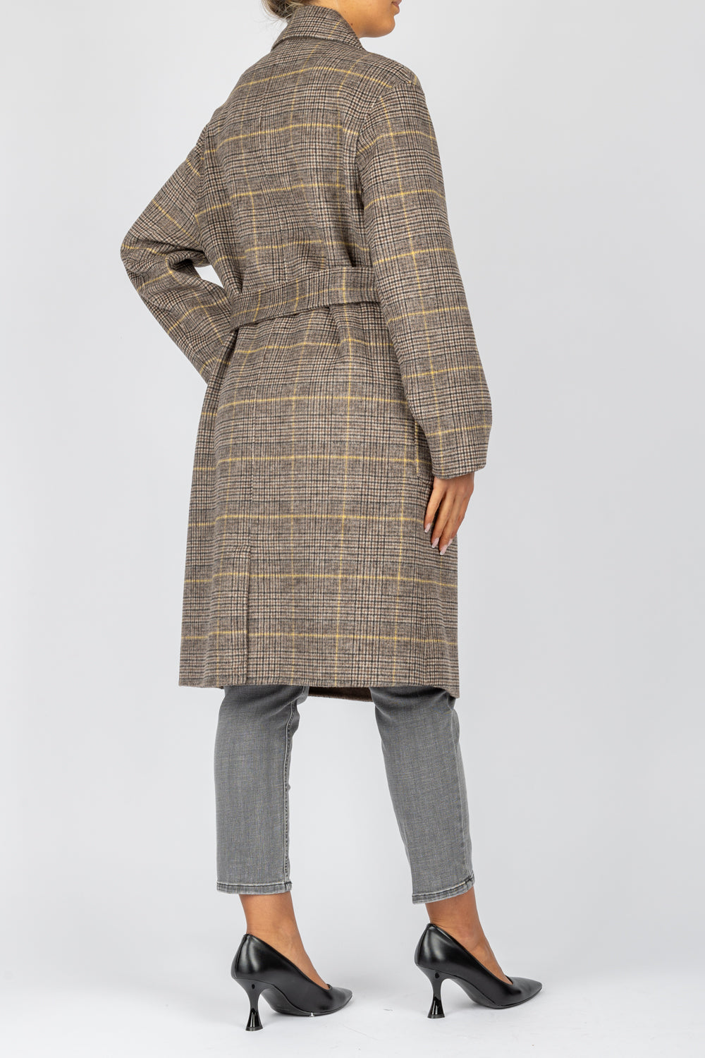 VICOLO - TS0011 - CAPPOTTO CHECK DOPPIO PETTO CON CINTA