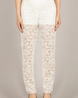TENSIONE IN - WK1386 - PANTALONE GAMBA DRITTA IN PIZZO BIANCO SETA