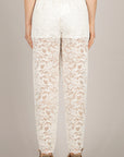 TENSIONE IN - WK1386 - PANTALONE GAMBA DRITTA IN PIZZO BIANCO SETA