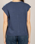 TENSIONE IN - D75629 - GILET ROMBI SCOLLO A V BLU/GIALLO/CELESTE