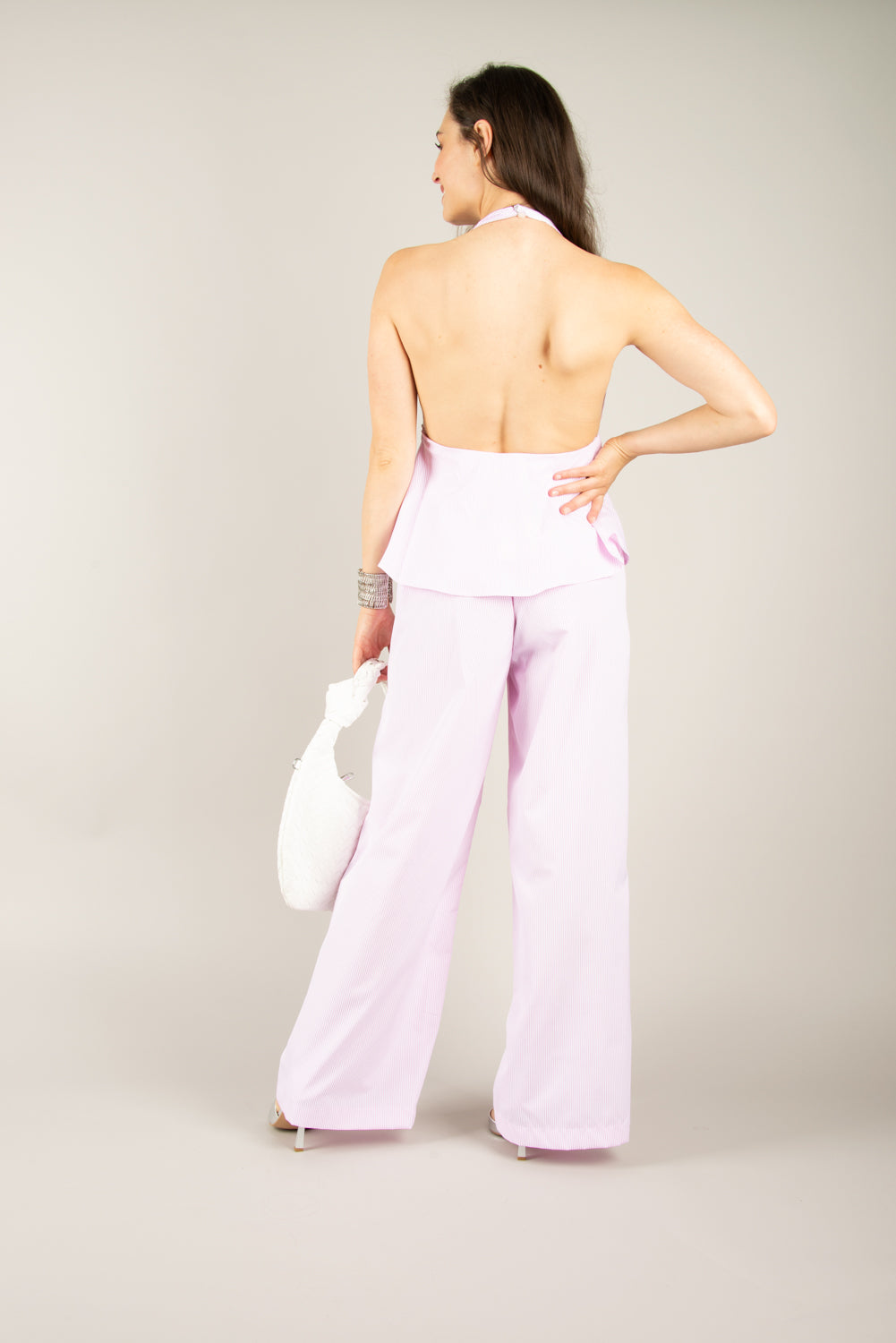 VICOLO - TD2632 - PANTALONE GESSATO CON ELASTICO