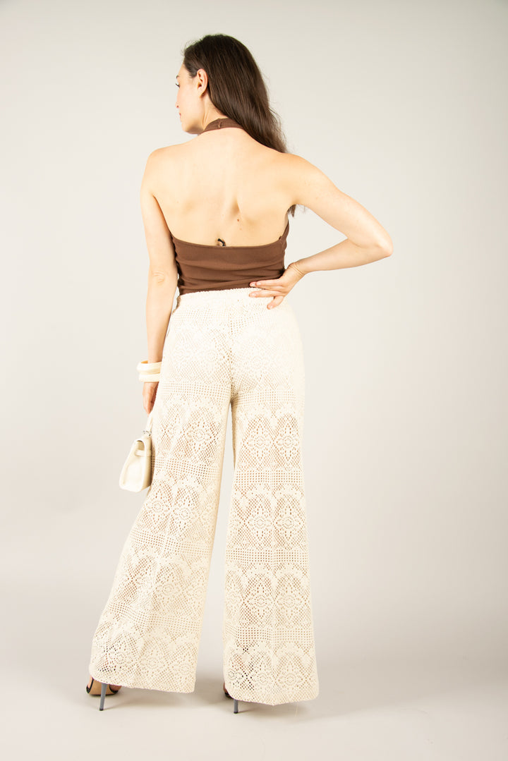 VICOLO - TD2689 - PANTALONE PALAZZO UNCINETTO