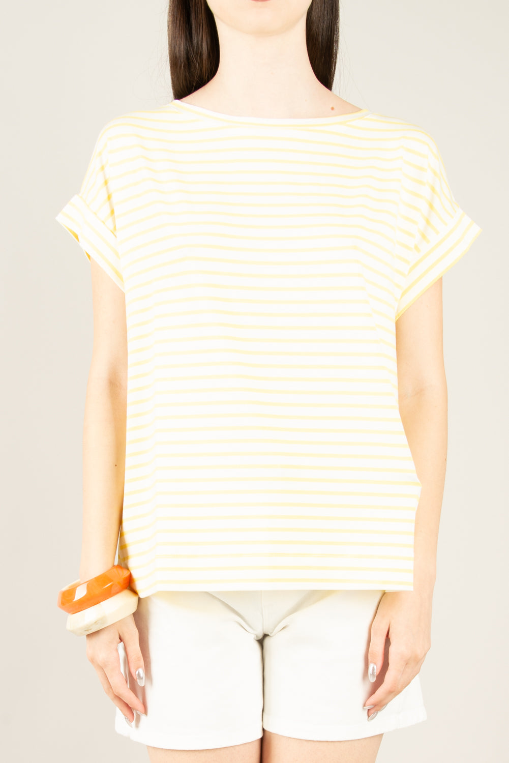 VICOLO - UD0241 - T-SHIRT RIGHE FINE SCOLLO A BARCA