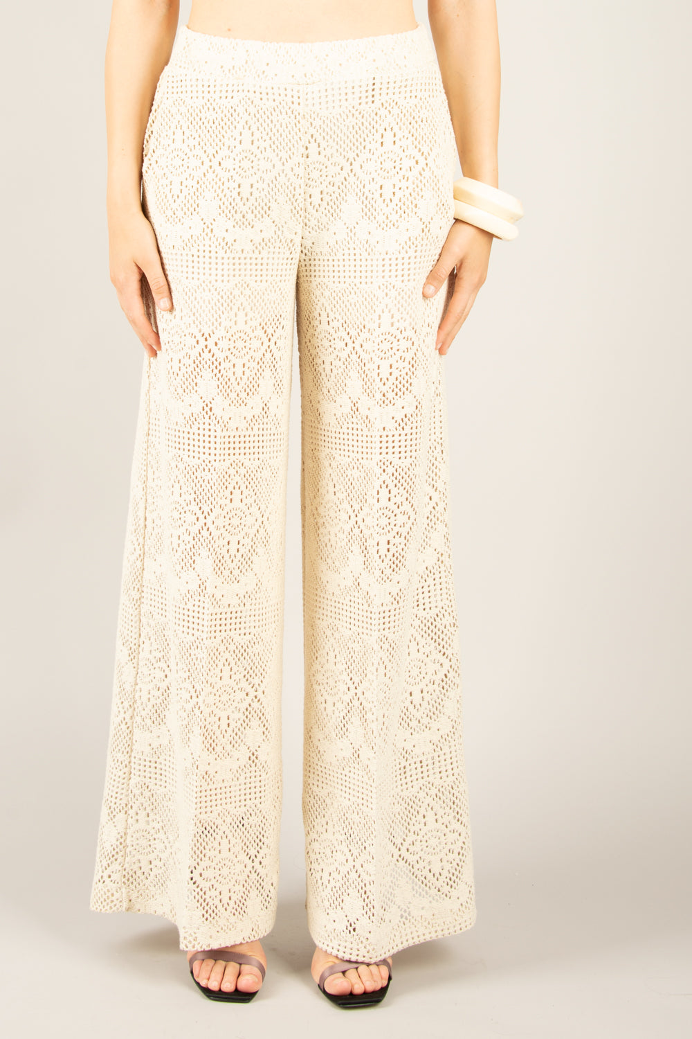 VICOLO - TD2689 - PANTALONE PALAZZO UNCINETTO