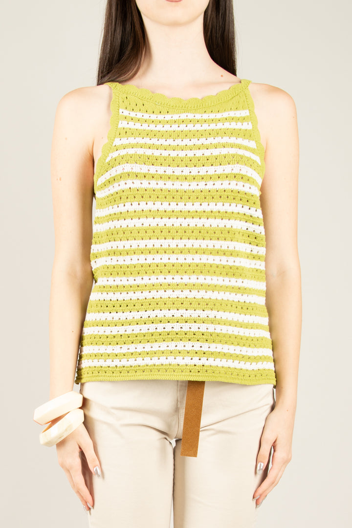 VICOLO - 77144D - CANOTTA CROCHET BICOLOR