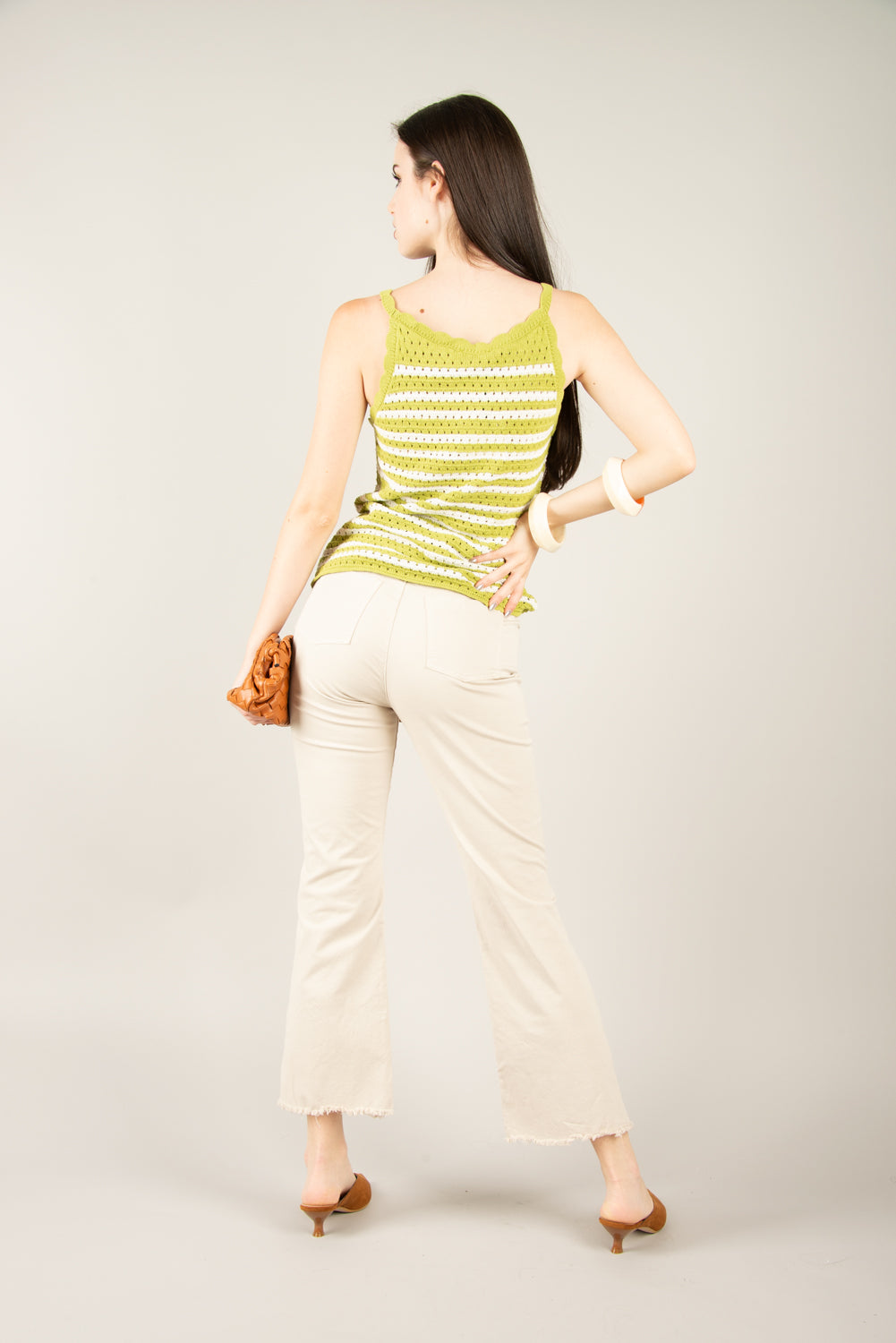 VICOLO - 77144D - CANOTTA CROCHET BICOLOR