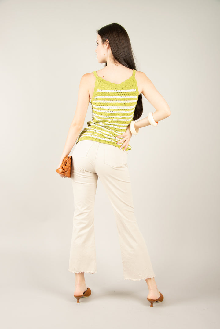 VICOLO - 77144D - CANOTTA CROCHET BICOLOR