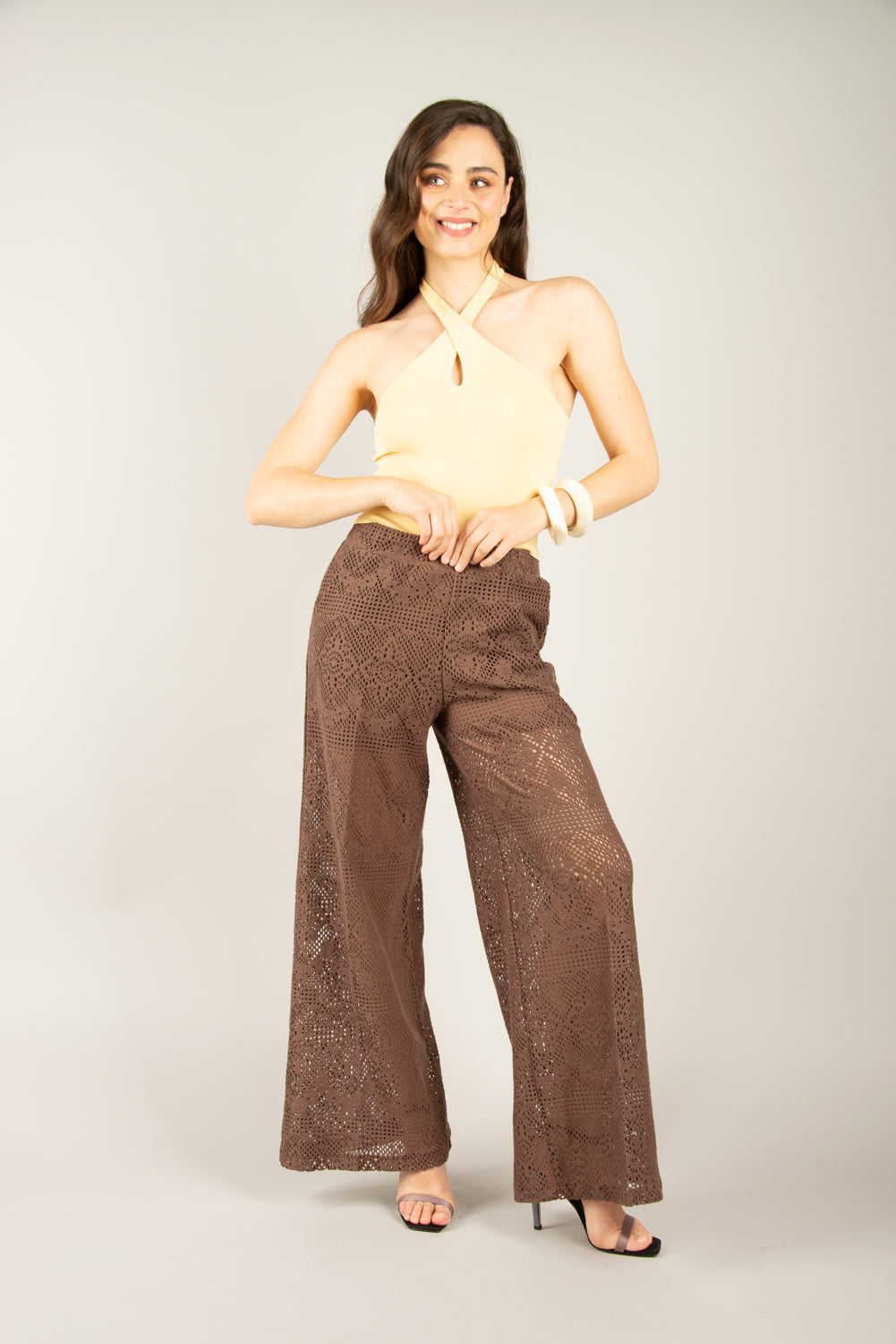 VICOLO - TD2689 - PANTALONE PALAZZO UNCINETTO