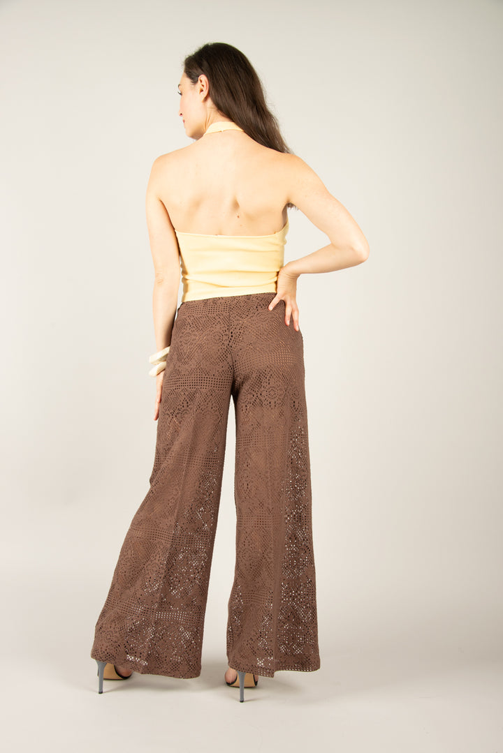VICOLO - TD2689 - PANTALONE PALAZZO UNCINETTO