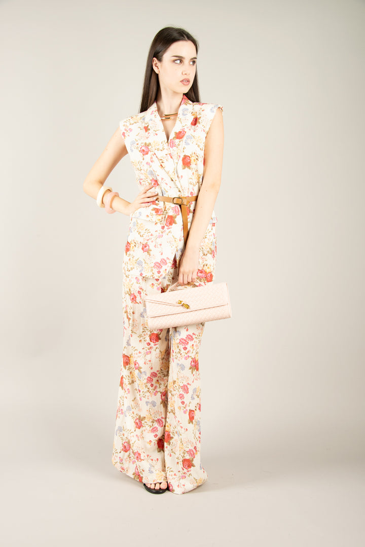 TENSIONE IN - S25JD09 - GILET FLOREALE CON CINTA